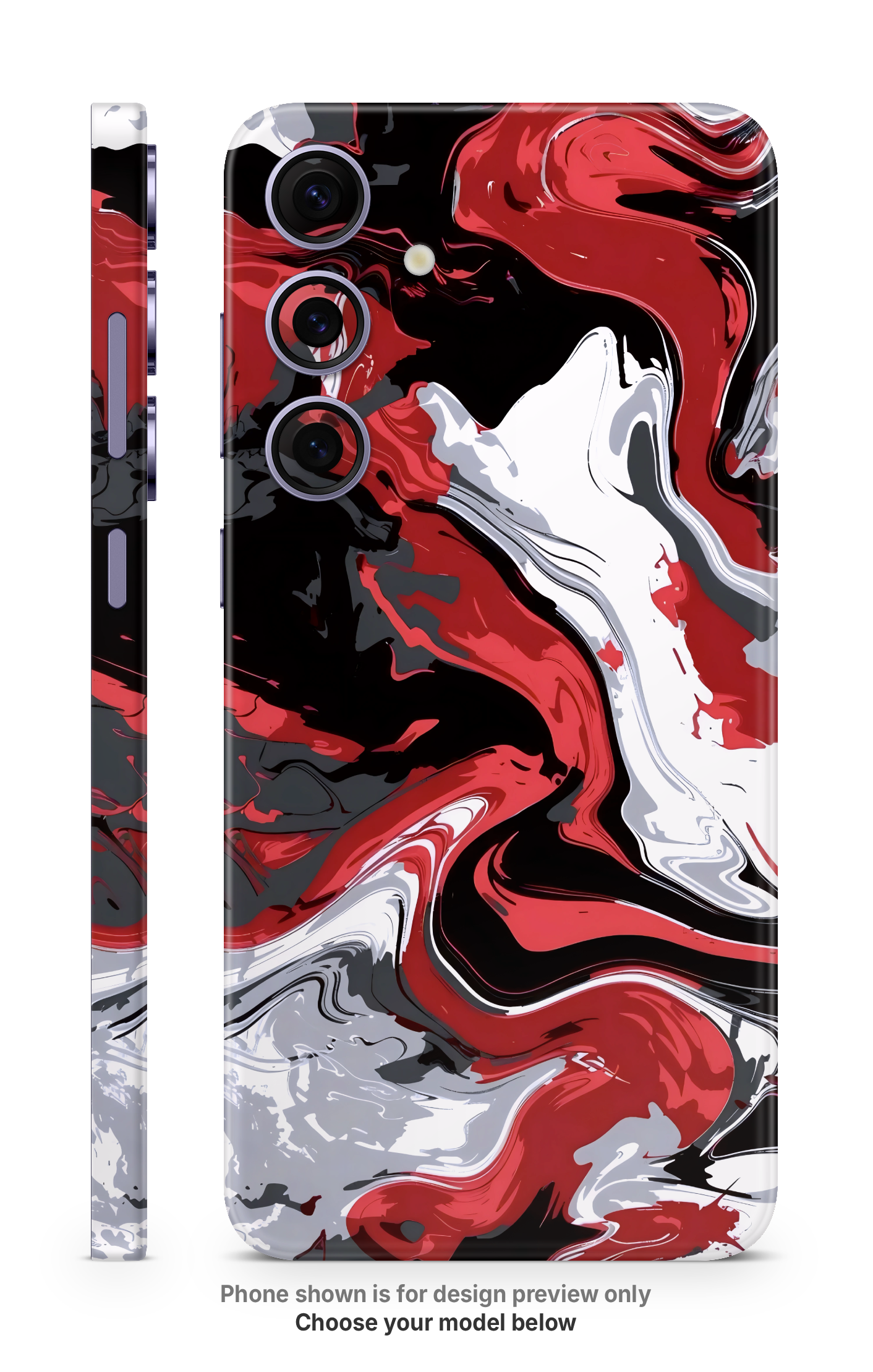 Abstract Red Black Marble Mobile Skin