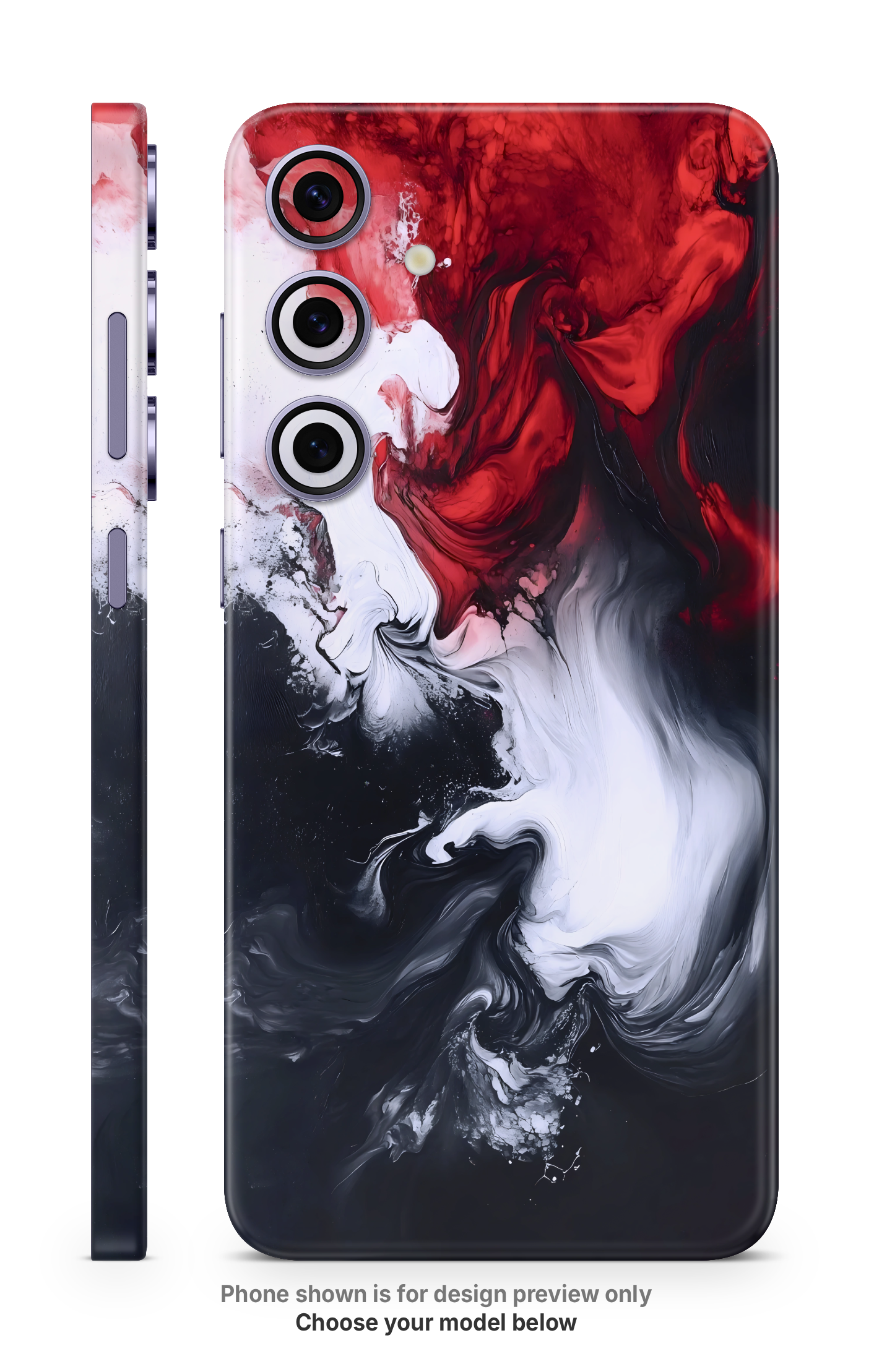 Red White Fluid Marble Mobile Skin