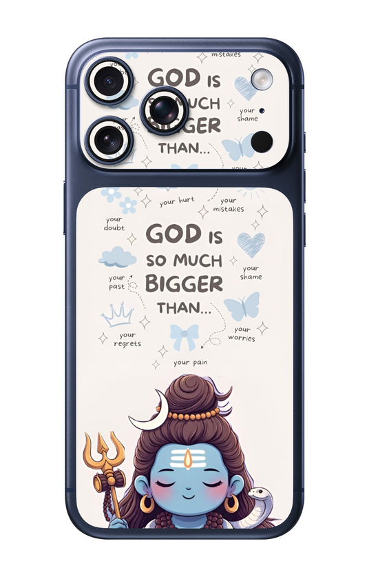 Cute Mahadev Quote Camera & Pocket Edition Mobile Skin for iPhone 17 Pro & 17 Pro Max