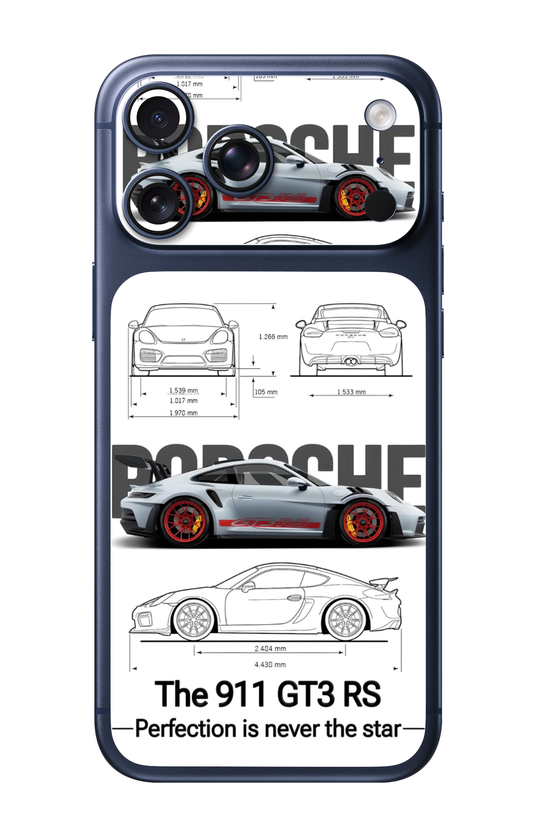 Porsche 911 GT3 RS Blueprint Camera & Pocket Edition Mobile Skin for iPhone 17 Pro & 17 Pro Max