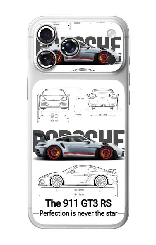 Porsche 911 GT3 RS Blueprint Camera & Pocket Edition Mobile Skin for iPhone 17 Pro & 17 Pro Max