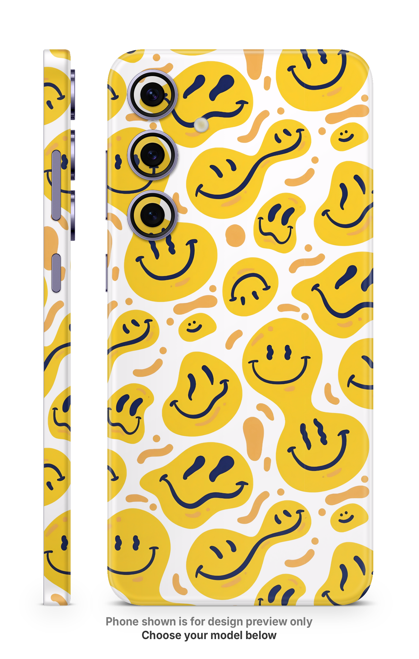 Yellow Smiley Pattern Mobile Skin