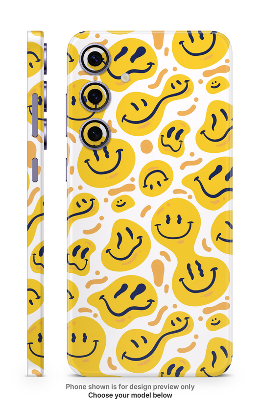 Yellow Smiley Pattern Mobile Skin
