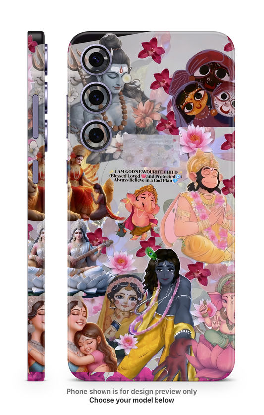 Radha Krishna Collage Art Mobile Skin