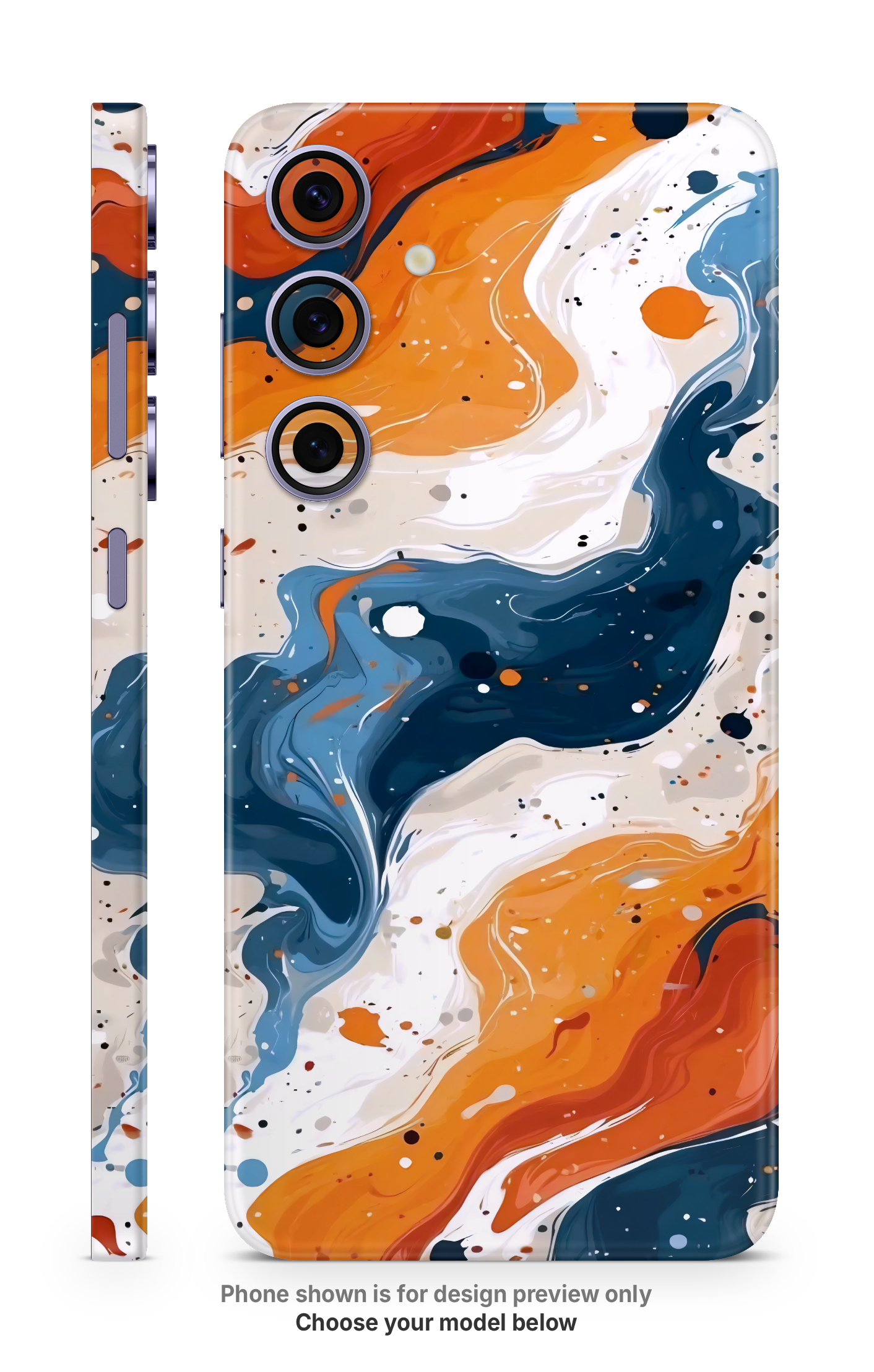 Orange Blue Fluid Wave Mobile Skin