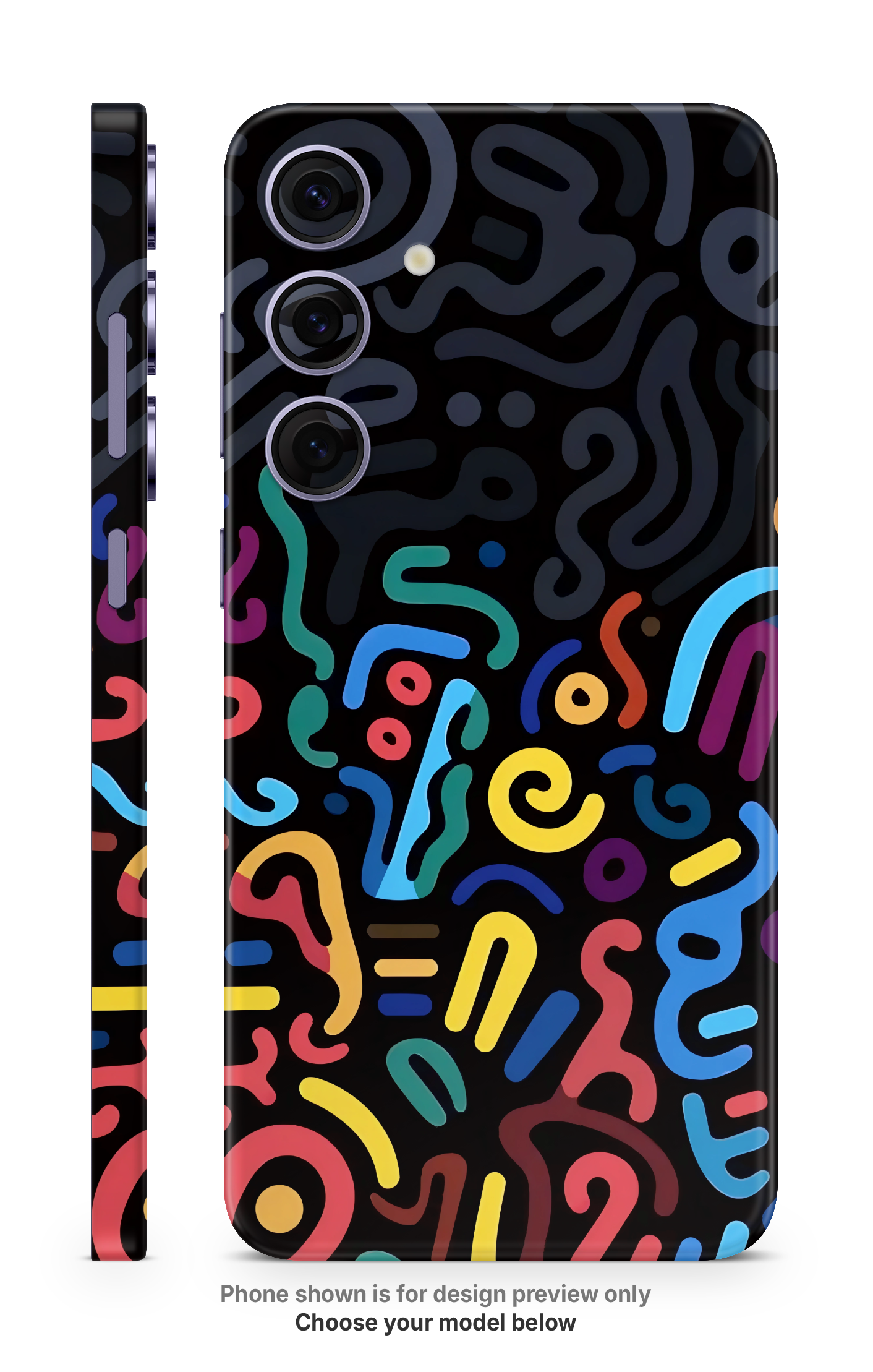 Neon Doodle Pattern Mobile Skin