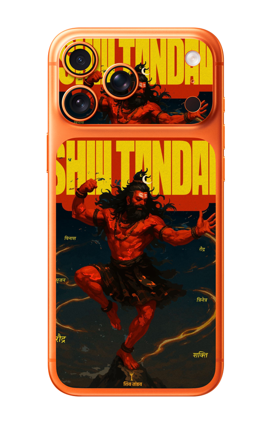 Shiv Tandav Rudra Avatar Bold Typography Camera & Pocket Edition Mobile Skin for iPhone 17 Pro & 17 Pro Max