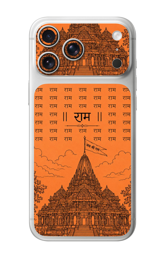 Shree Ram Mandir Ayodhya Saffron Camera & Pocket Edition Mobile Skin for iPhone 17 Pro & 17 Pro Max