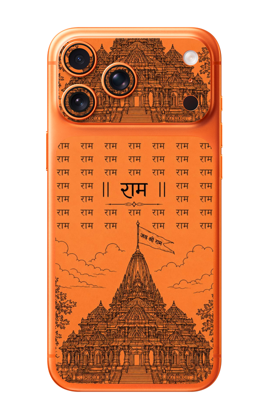 Shree Ram Mandir Ayodhya Saffron Camera & Pocket Edition Mobile Skin for iPhone 17 Pro & 17 Pro Max